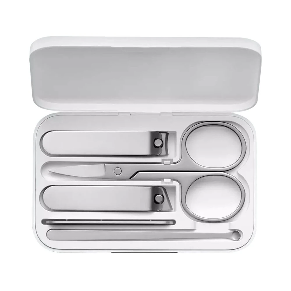 (image for) Xiaomi Mijia Portable Compact 5-Piece Mini Nail Clipper Set Stainless Steel Flat Nail Clipper Nail File Ear Pick Remove Dead Skin Ear Cleaning